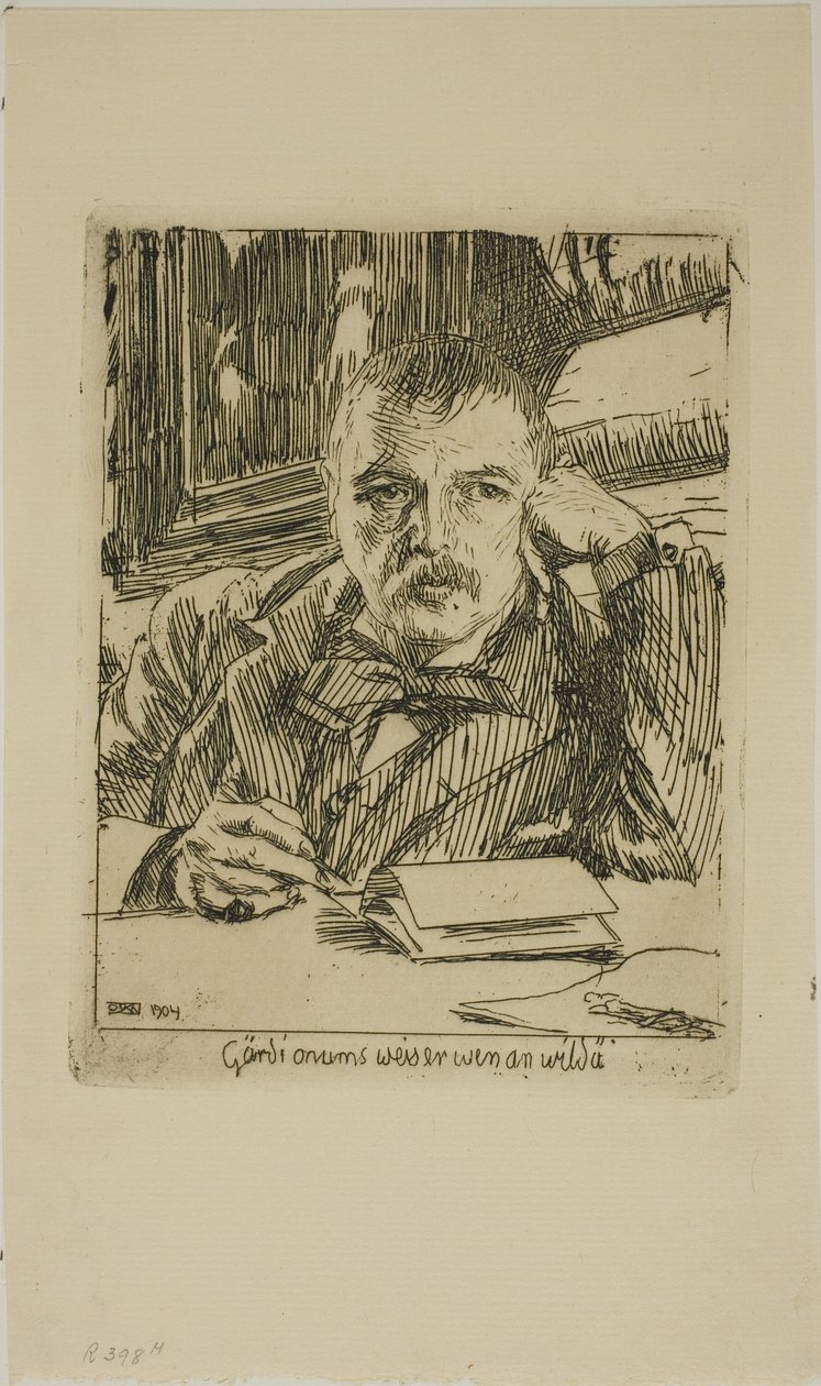 Selvportrett med inskripsjon av Anders Leonard Zorn