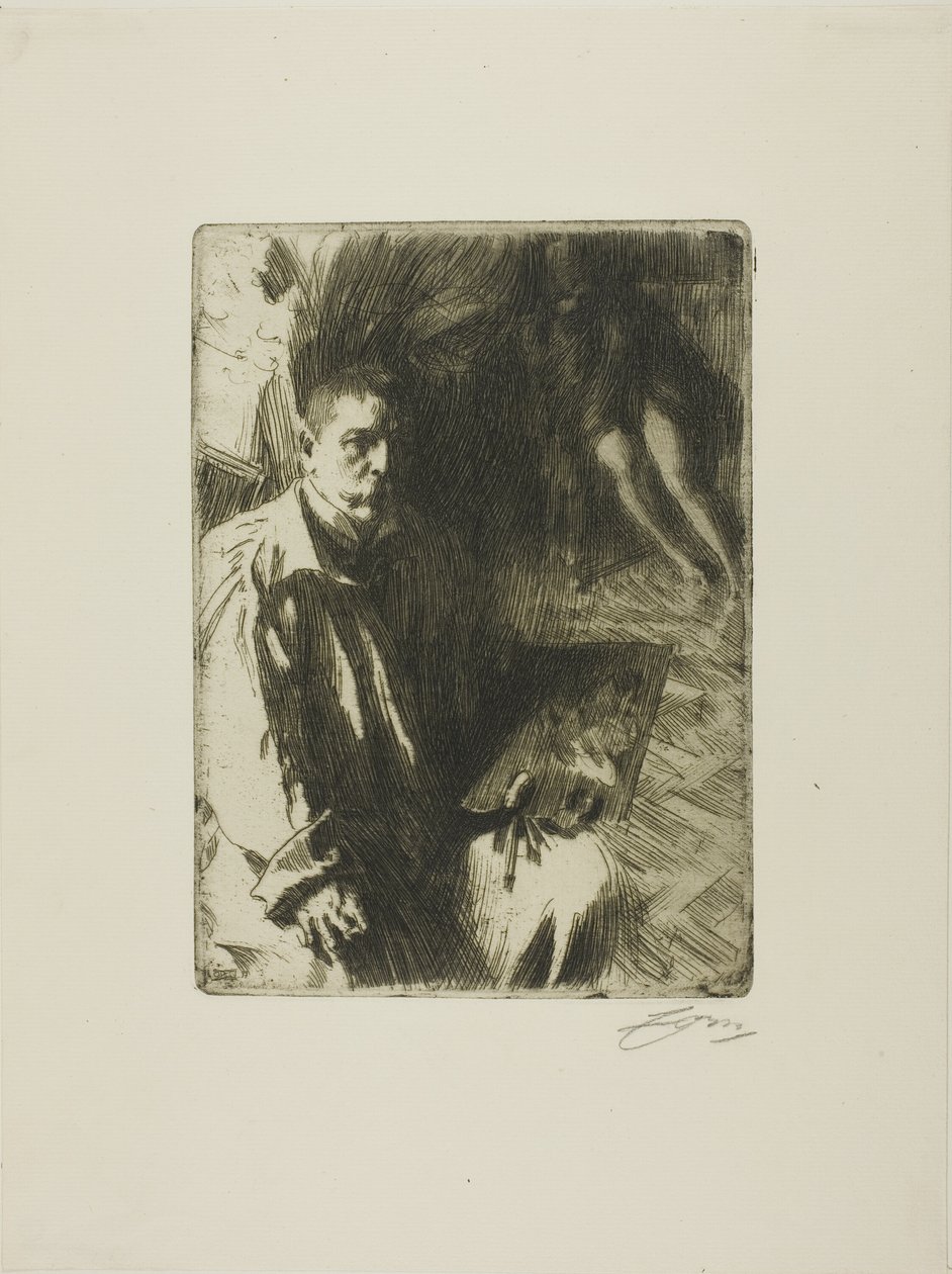 Selvportrett med Model II av Anders Leonard Zorn
