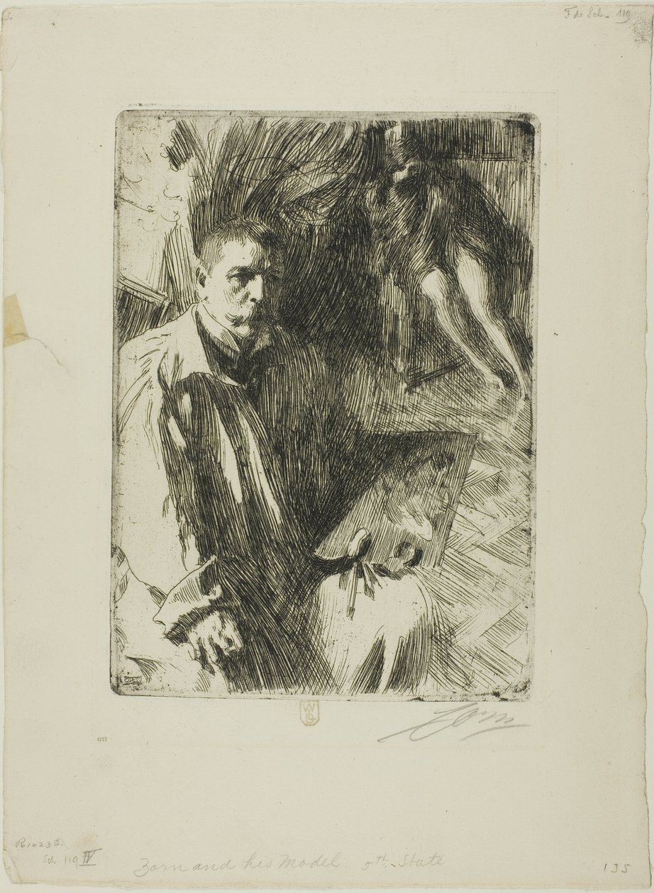 Selvportrett med Model II av Anders Leonard Zorn