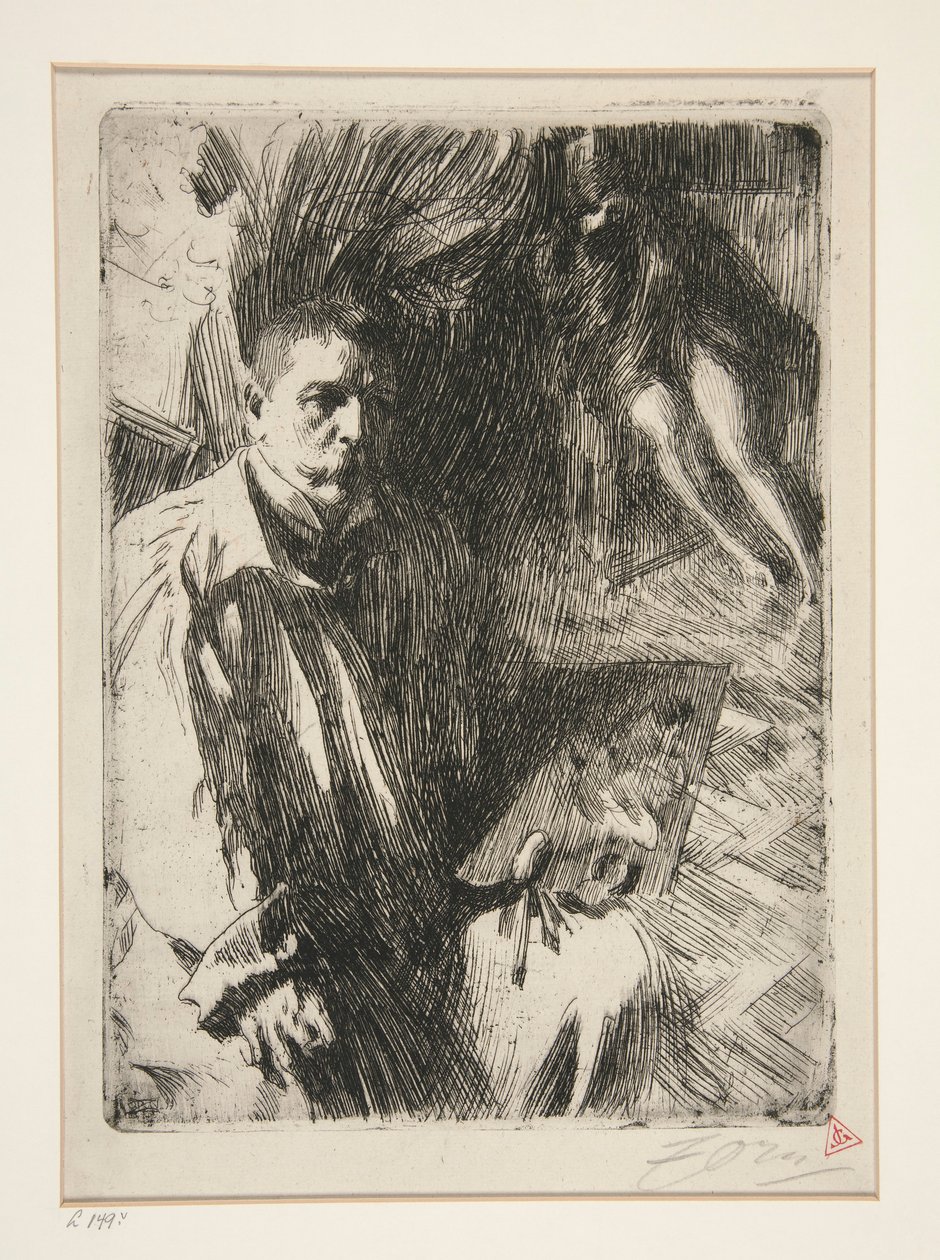 Selvportrett med Model II av Anders Leonard Zorn