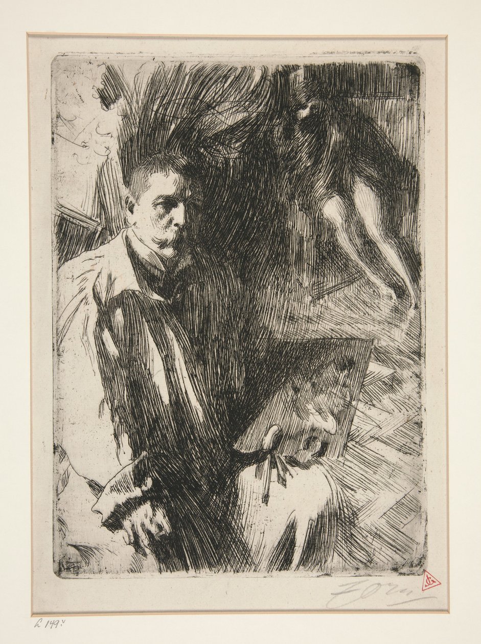 Selvportrett med modell II av Anders Zorn