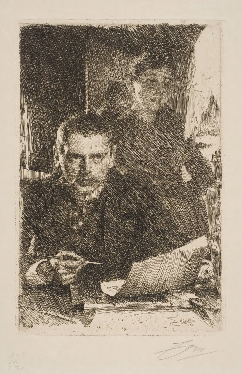 Selvportrett med hustruen Emma av Anders Zorn