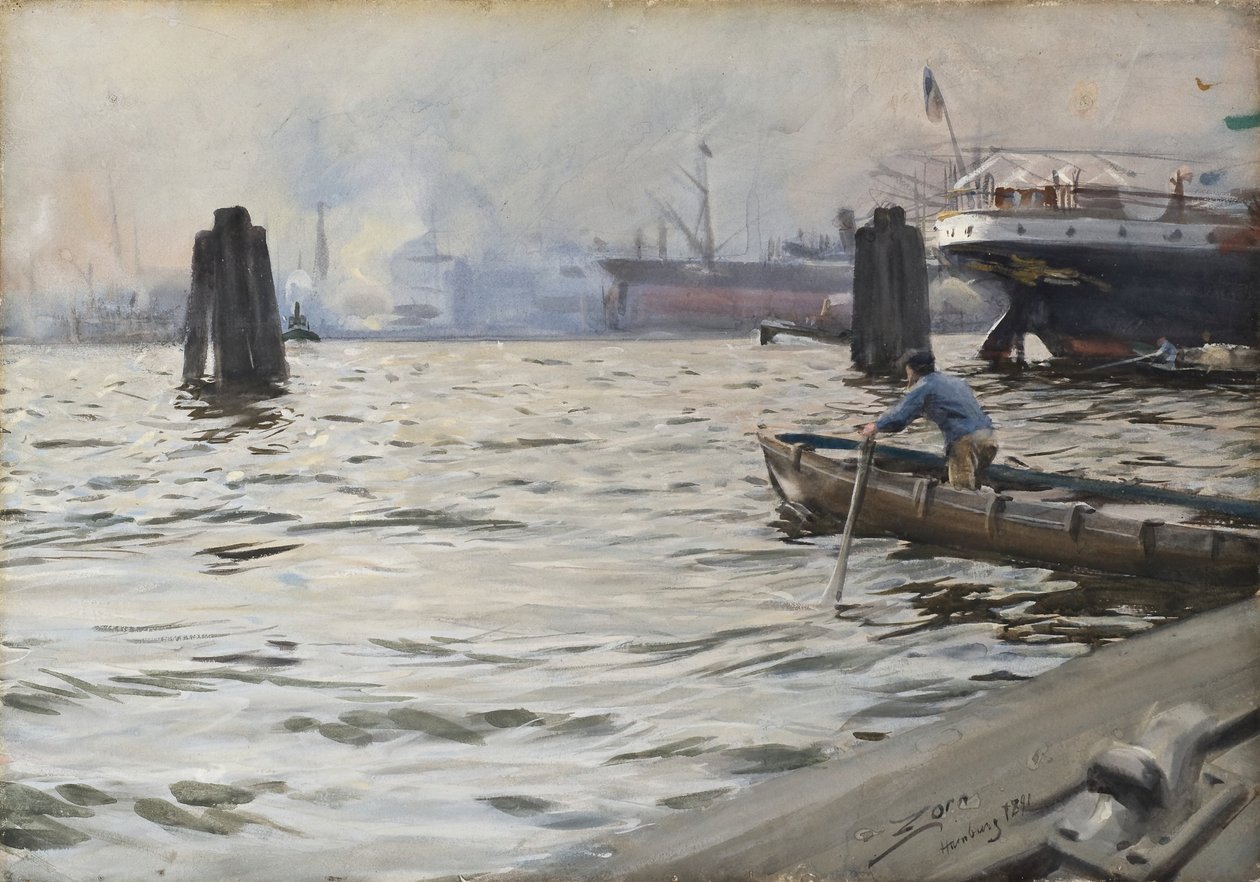 Hamburg havn av Anders Zorn