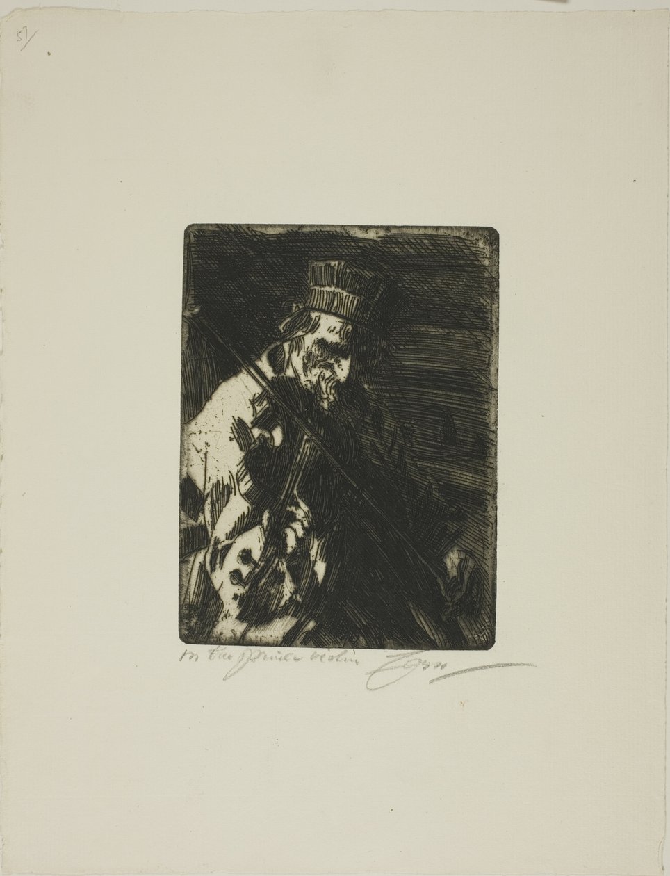 Landsbyfiolinist av Anders Leonard Zorn