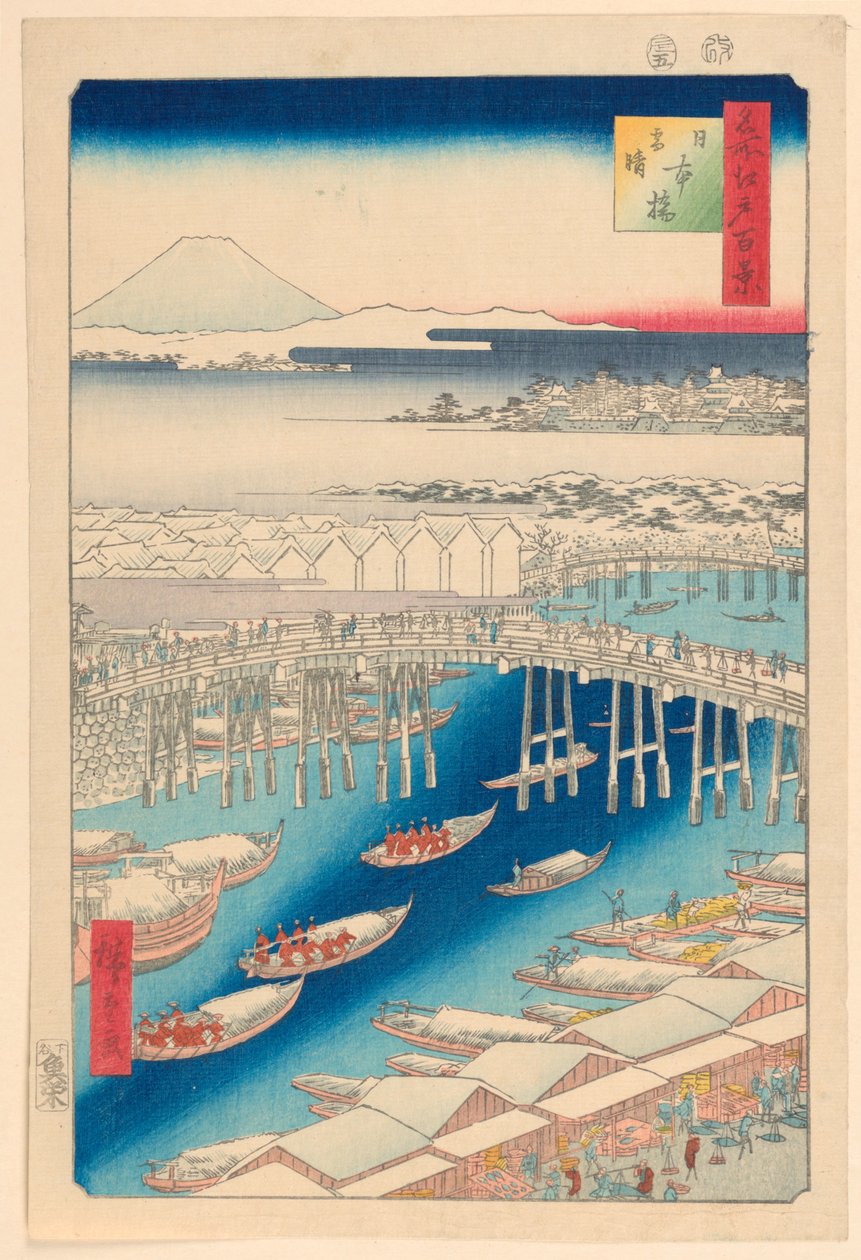 Nihonbashi, klarvær etter show (Nihonbashi, euky-bear) fra serien hundre kjente utsikter over Edo av Ando Hiroshige