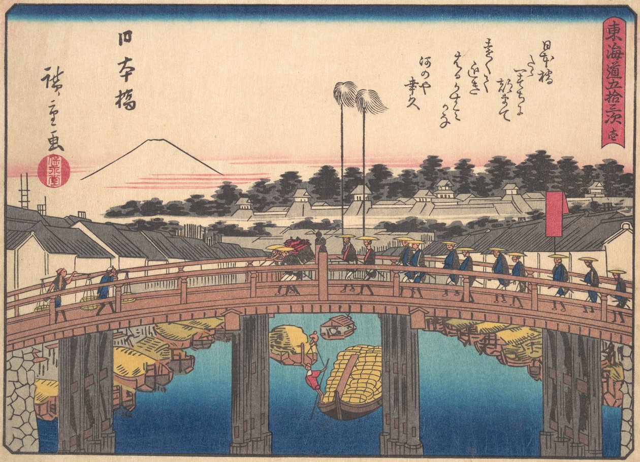 Nihonbashi, fra serien The Fifty-three Stations of the Tokaido Road, tidlig på 1900-tallet. av Ando Hiroshige