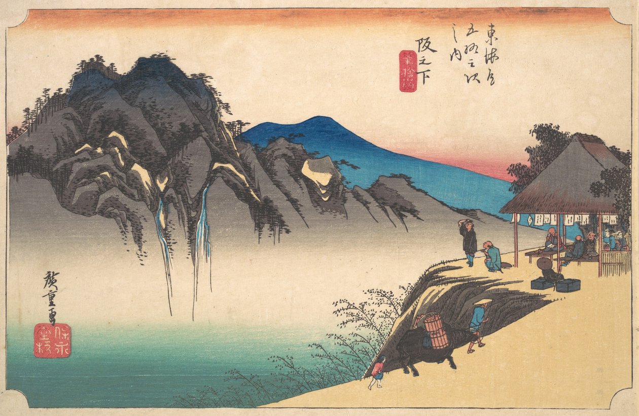 Er det en skråningstopp? 1834. , mygg. 1834. av Ando Hiroshige
