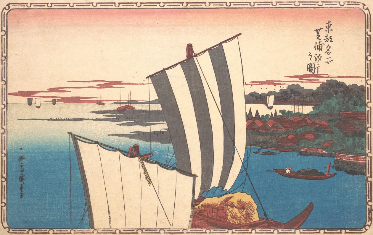Skjellsamling på Shibaura. av Ando Hiroshige