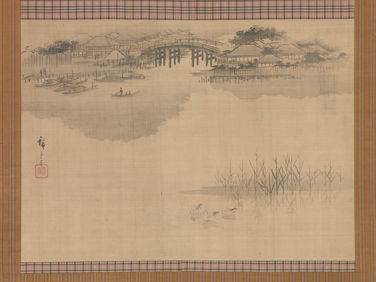 Imado-broen ved foten av Mount Matsuchi, 1800-tallet. av Ando Hiroshige