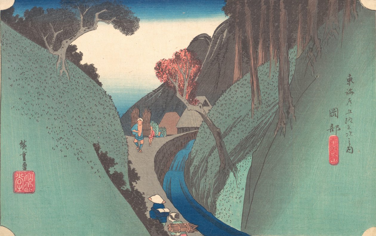 Slå og dra på Okabe, 1834. , 1834. av Ando Hiroshige