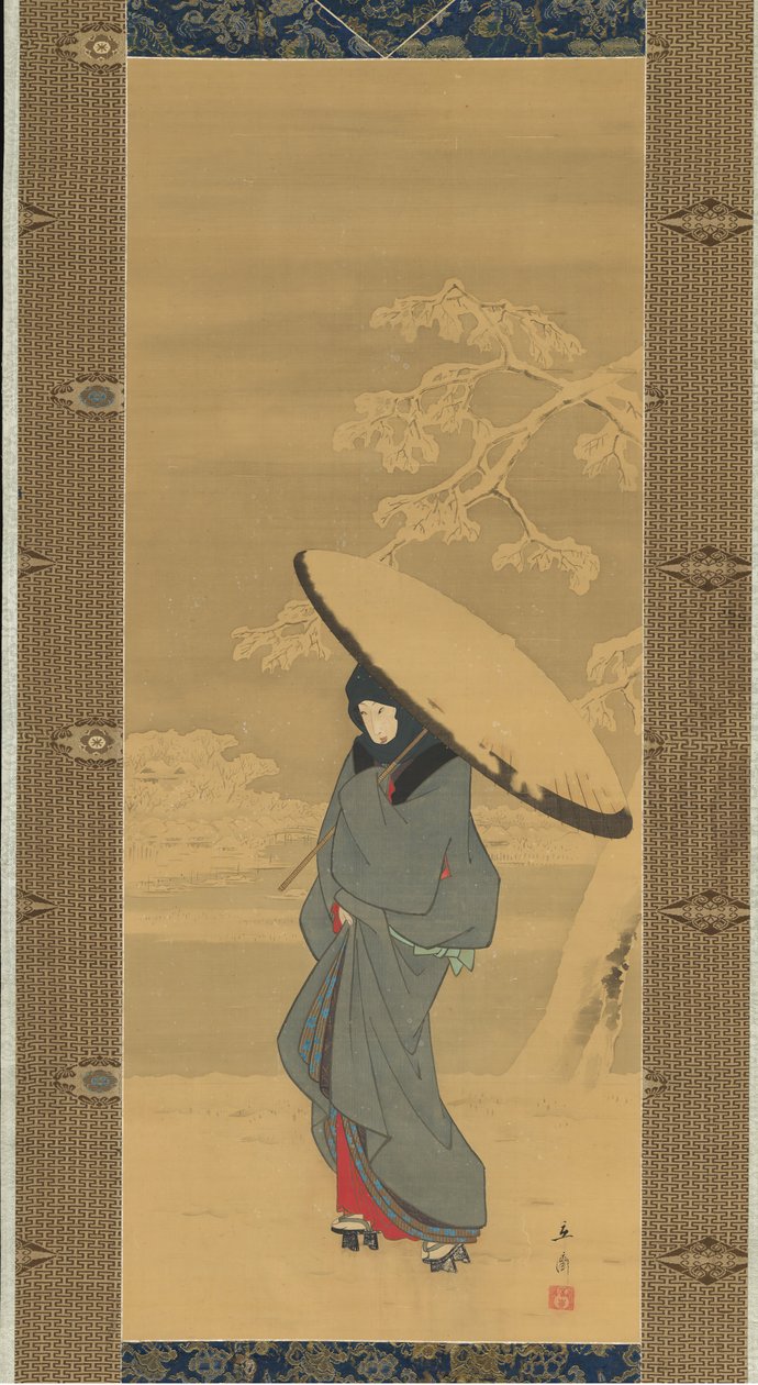 Woman Walking in the Snow, 1840-begynnelsen av 1850-tallet. av Ando Hiroshige