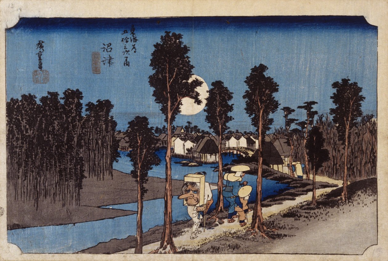 Dusk Scene In Numazu, #13 (treblokktrykk) av Ando or Utagawa Hiroshige