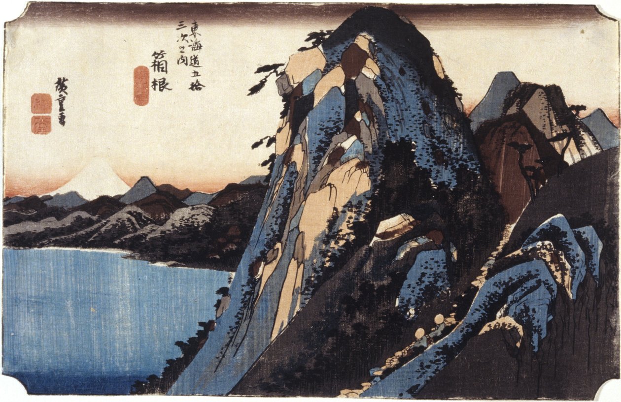 Hakone (treblokktrykk i farger) av Ando or Utagawa Hiroshige