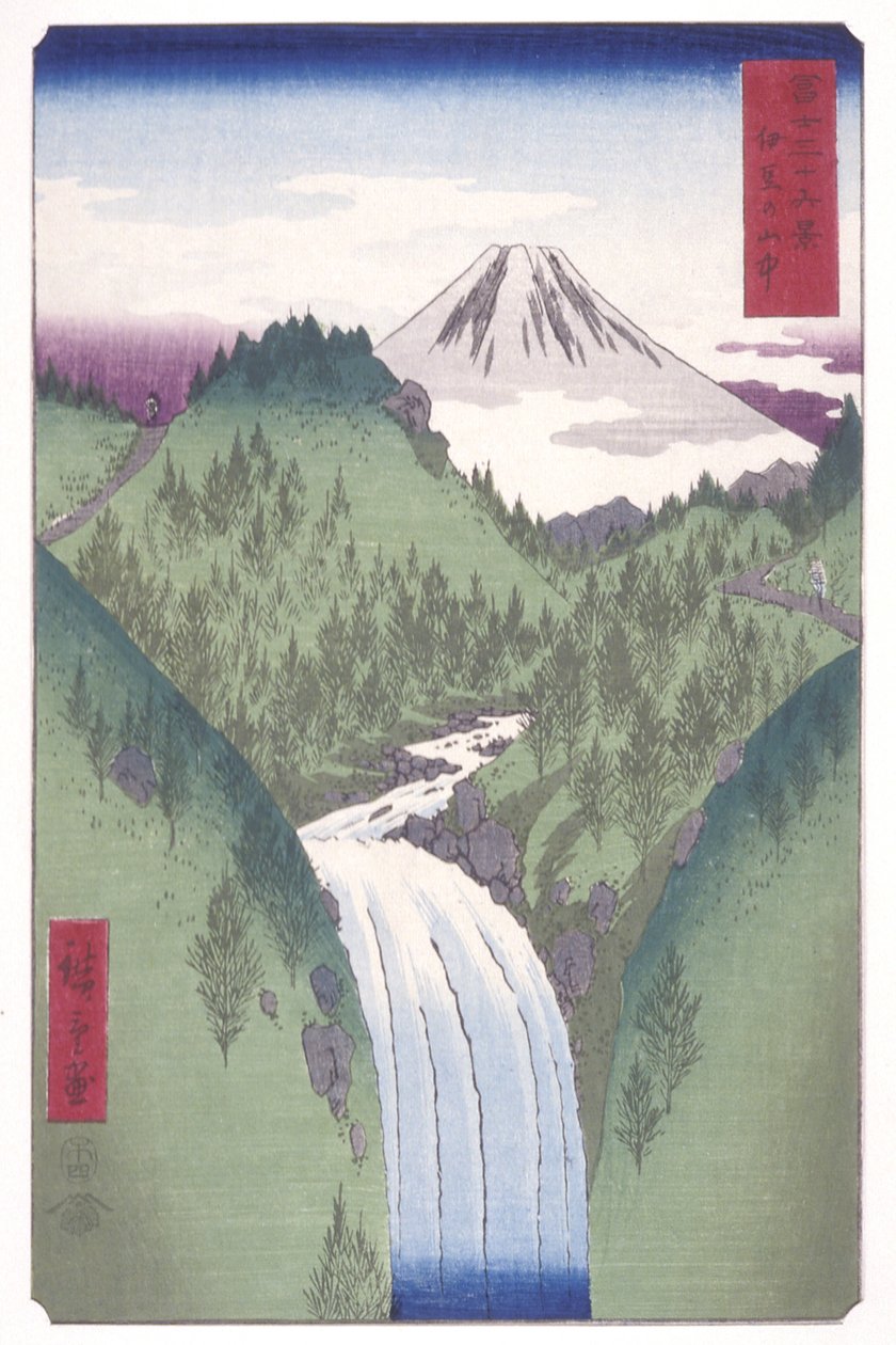 In The Mountains Of Izu (Izu No Sanch?) (trykk av treblokker i farger) av Ando or Utagawa Hiroshige