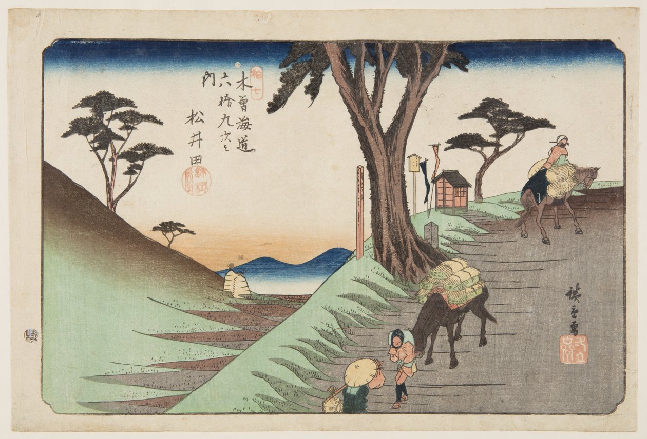 nr. 17, Matsuida (farget treblokktrykk) av Ando or Utagawa Hiroshige