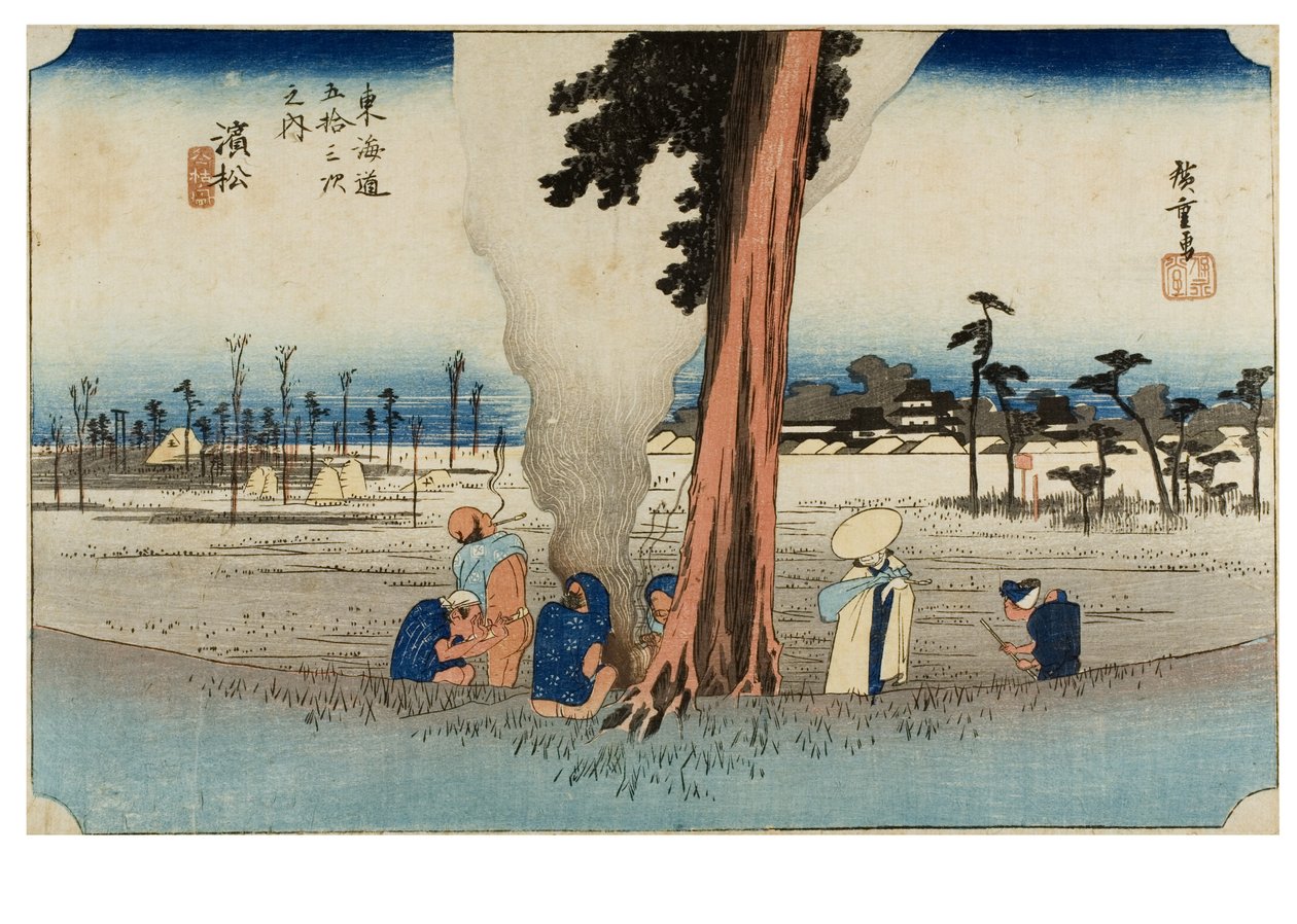 Nr. 30 Hamamatsu - En øde vinterscene, Edo-perioden, ca. 1833–34 (tresnitt på papir) av Ando or Utagawa Hiroshige