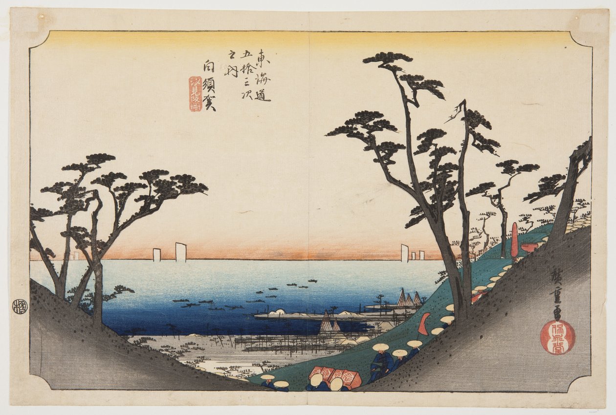 Shirasu: ゔ ゔ w av Shiomizaka (Shirasuka, Shiomizakazu) av Ando or Utagawa Hiroshige