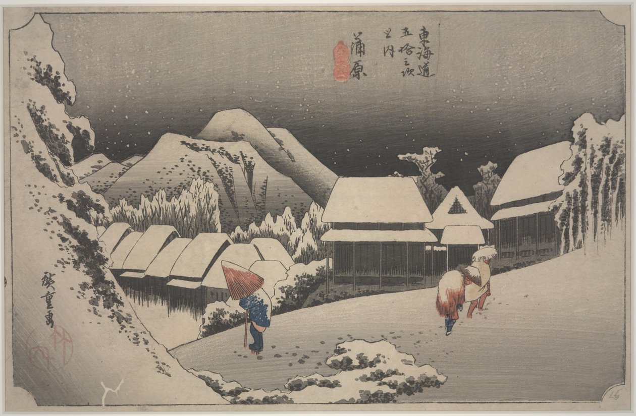 Snø om natten av Ando or Utagawa Hiroshige