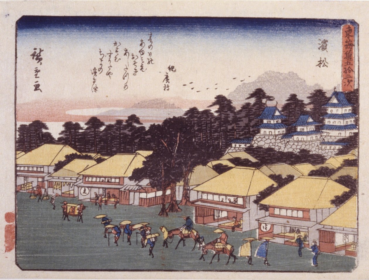 Station 30, Hamamatsu (farget treblokktrykk) av Ando or Utagawa Hiroshige