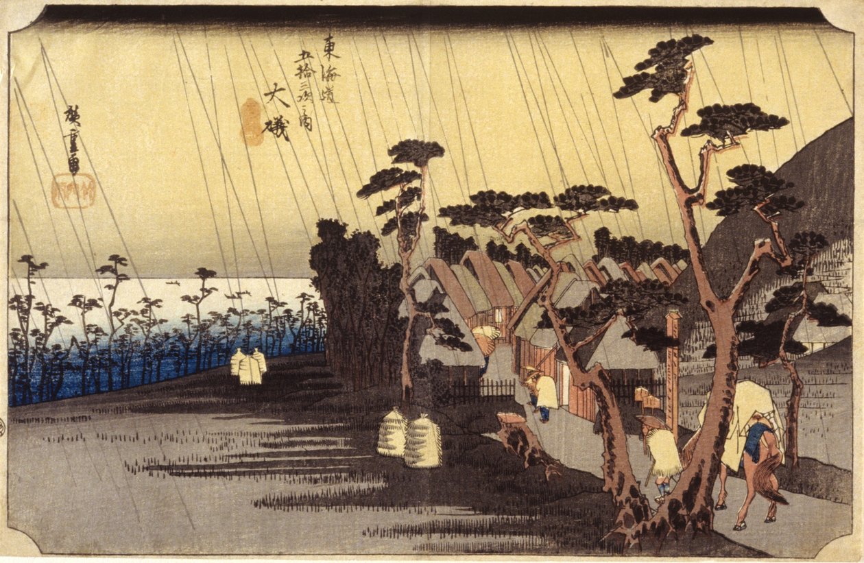 Station 9, Oiso (treblokktrykk) av Ando or Utagawa Hiroshige