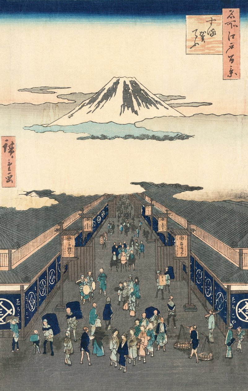 Suruga-cho Street i Tokyo av Ando Hiroshige av Ando or Utagawa Hiroshige