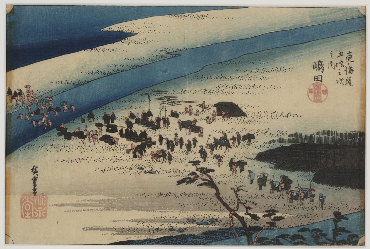 Suruga Bank of the Oi River av Ando or Utagawa Hiroshige