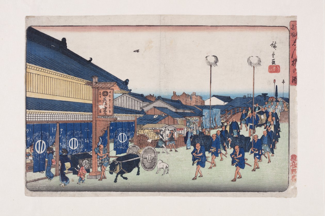 Se v av Shimbashi (figur av Shimbashi) av Ando or Utagawa Hiroshige
