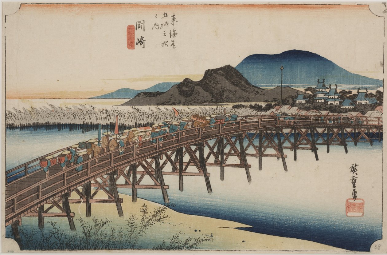 Yahagi-broen av Ando or Utagawa Hiroshige