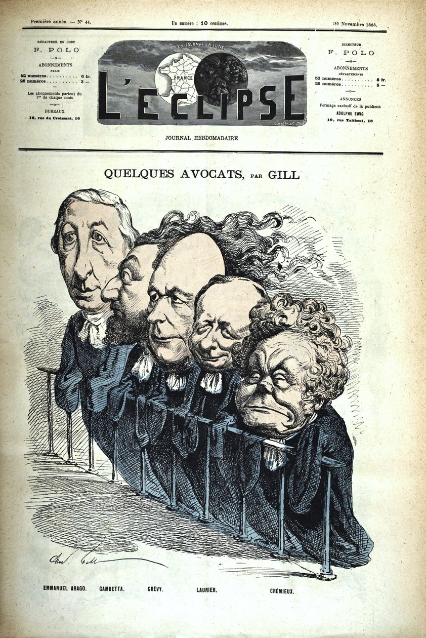 André Gill - Noen advokater - L#39;Éclipse nr. 44 (22. november 1868) av Andre Gill