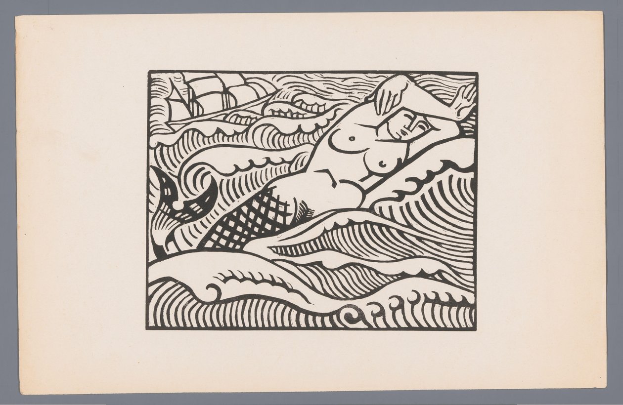Havfrue Sirene Seks tresnitt med maritime scener (serietittel) Grand Largue (serietittel) av André Lhote