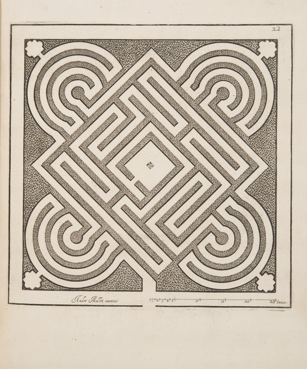 Design for Parterre, fra Theatre des Plans et Jardinages, pub.1652 (gravering) av André Mollet