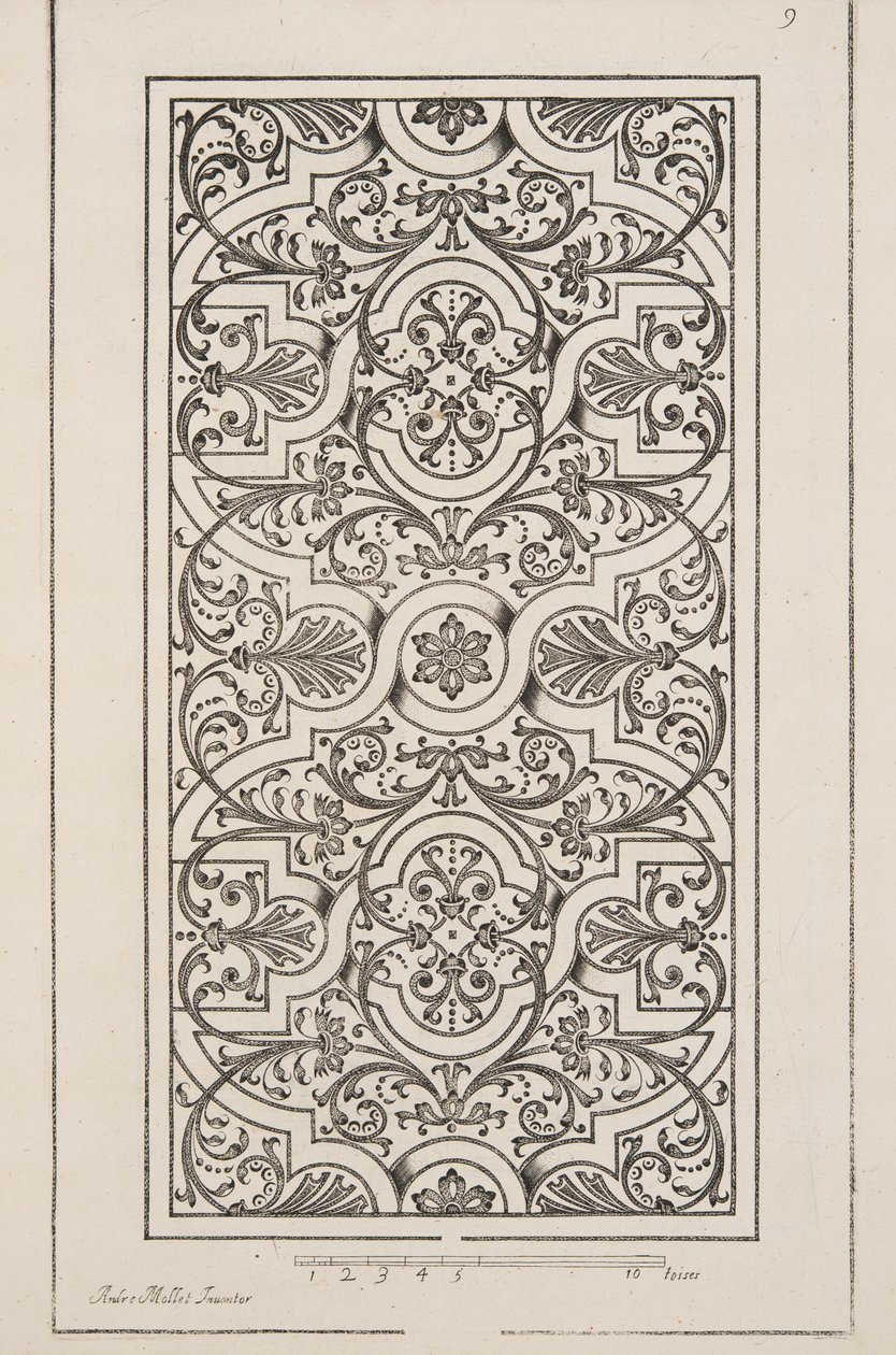Design for Parterre, fra Theatre des Plans et Jardinages, pub.1652 (gravering) av André Mollet