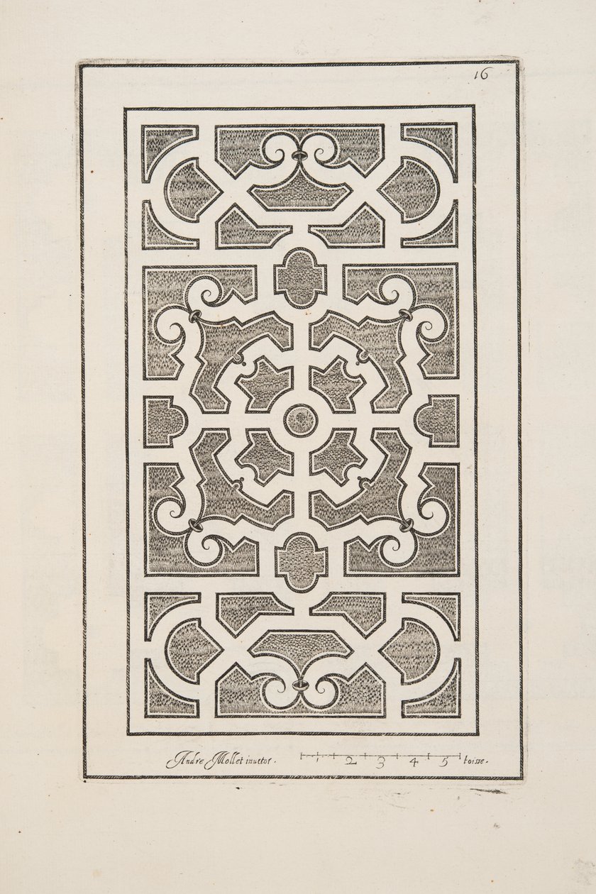 Design for Parterre, fra Theatre des Plans et Jardinages, pub.1652 (gravering) av André Mollet