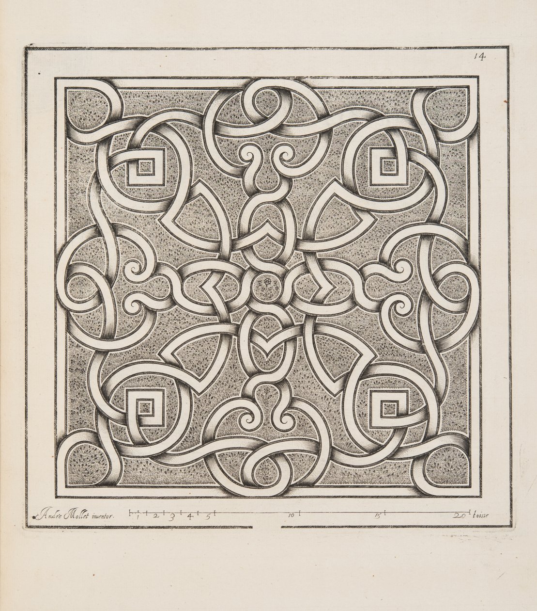 Design for Parterre, fra Theatre des Plans et Jardinages, pub.1652 av André Mollet