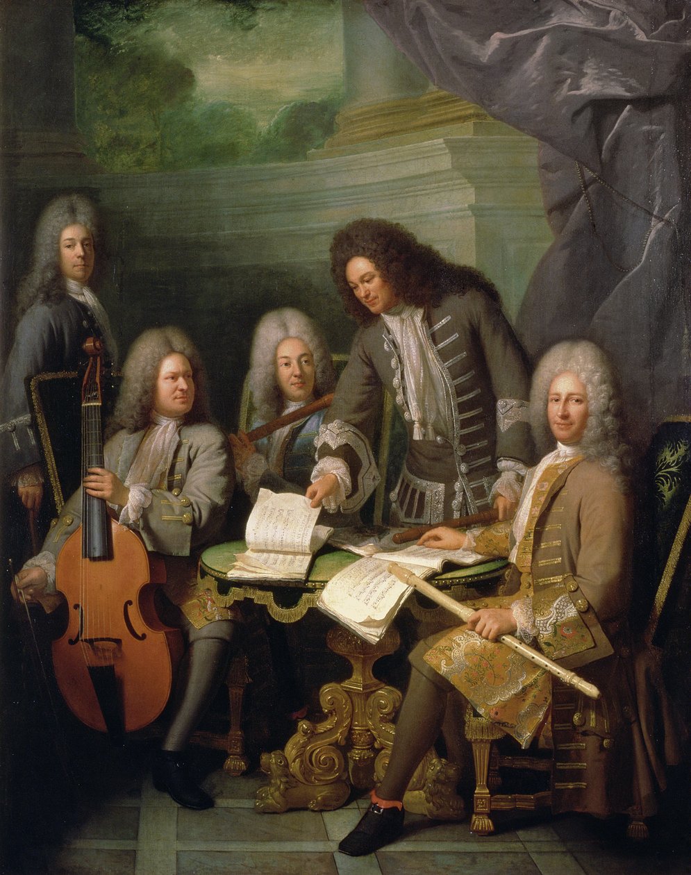 La Barre og andre musikere, ca. 1710 av Andre Bouys