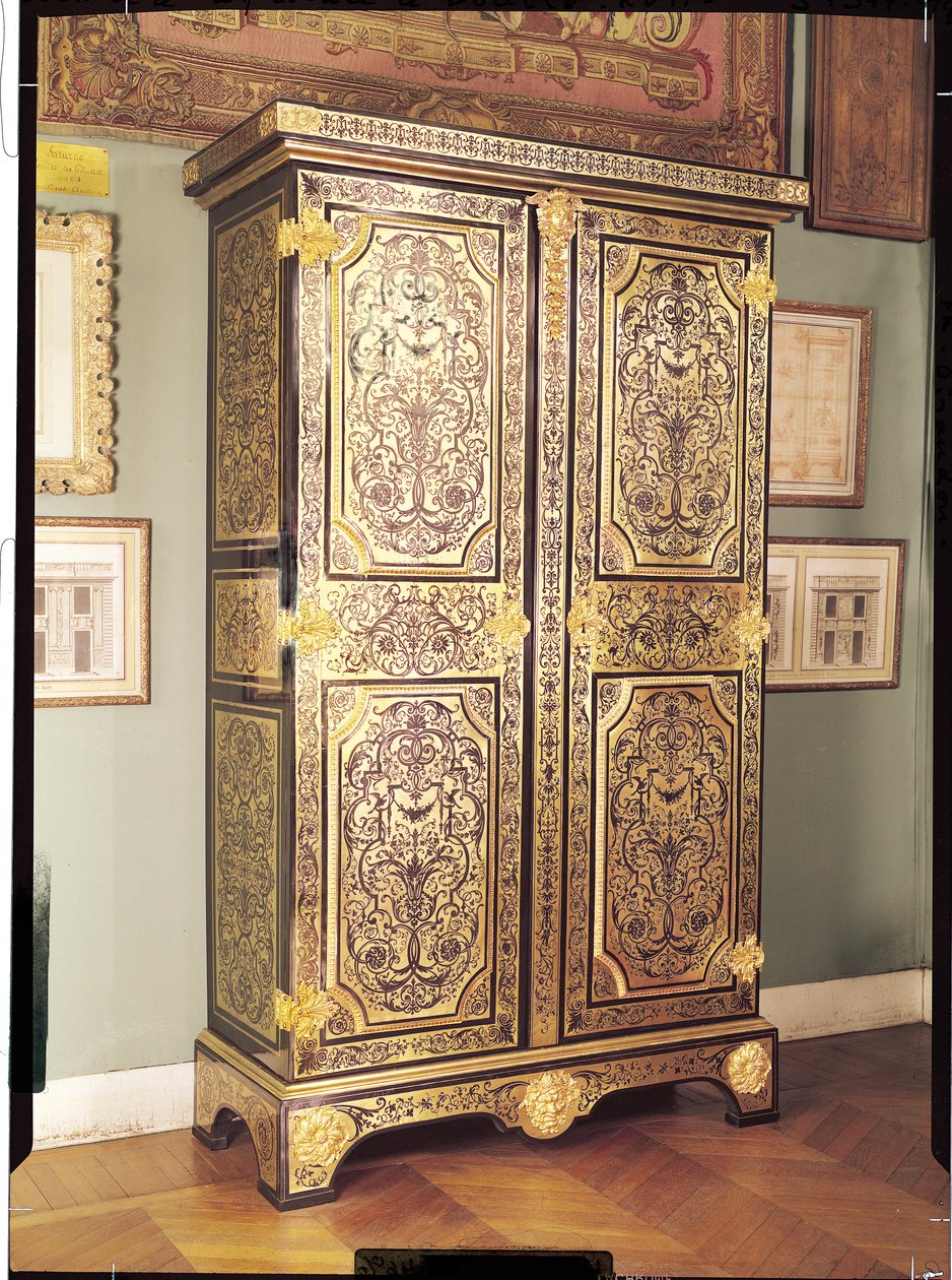 Louis XIV garderobeskap, ca. 1680-90 (bronsemarquery og tre) av Andre Charles Boulle
