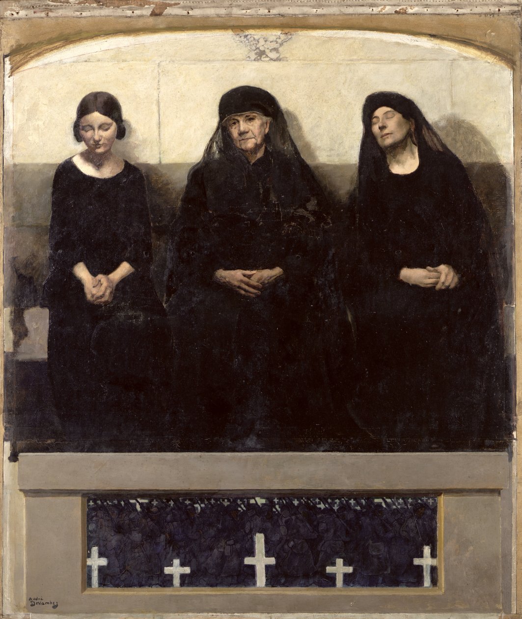 Three Women Grieving for a Lost One, sentralpanel i triptyken 