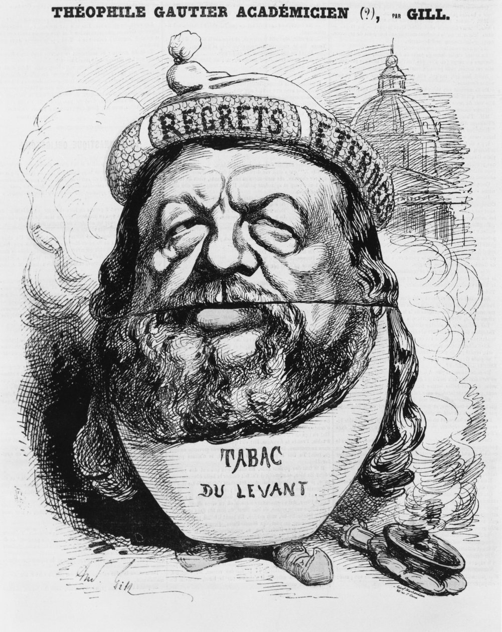 Karikatur av Theophile Gautier som akademiker, illustrasjon fra 