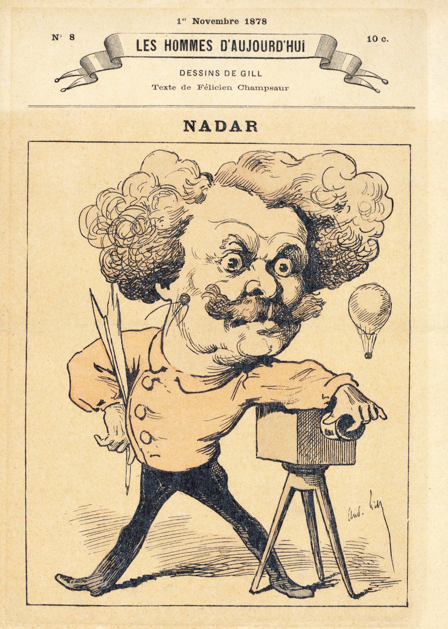 Nadar, pub. 1878 (håndfarget gravering) av Andre Gill