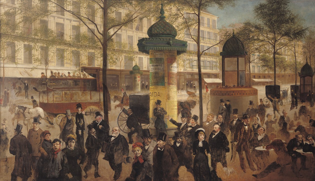 Studie for et panorama av Boulevard de Montmartre, 1877 av Andre Gill