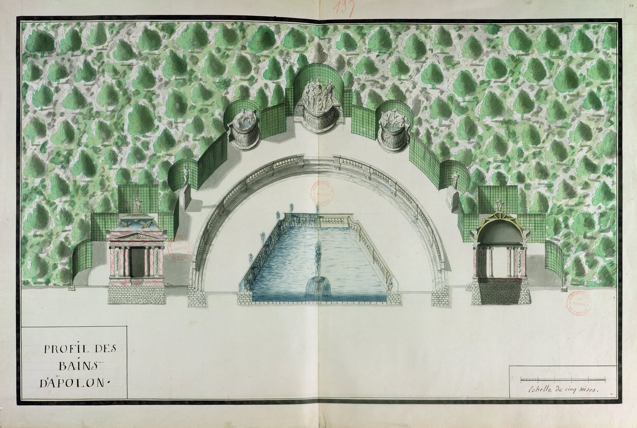 Ms 130752 Design for The Baths of Apollo i Versailles av Andre Le Notre