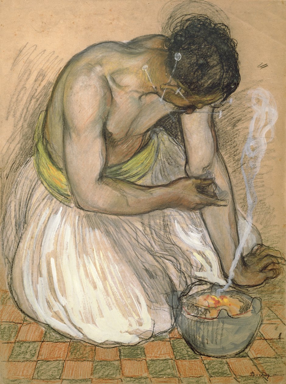 Den marokkanske fakiren (pastell og gouache på papir) av Andre Sureda