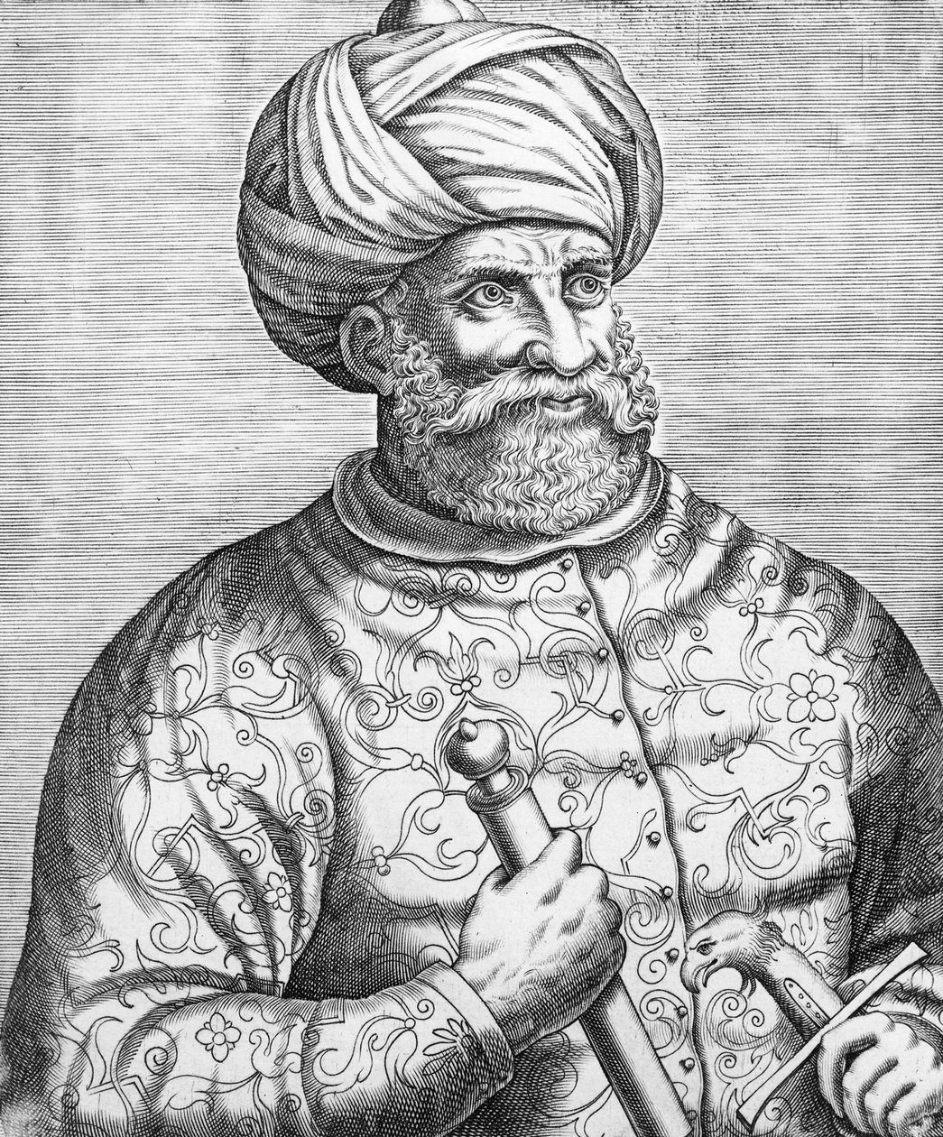 Barbarossa, illustrasjon fra Andre Thevets 'Des real pourtaits et vies des hommes illustres', 1584 av Andre Thevet