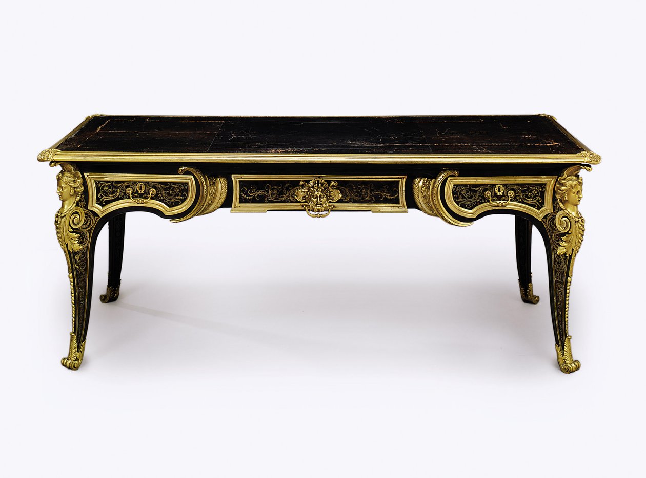 Louis XIV ormolu-montert brun skilpaddeskall byråplate, ca. 1710 av Andre Charles Boulle