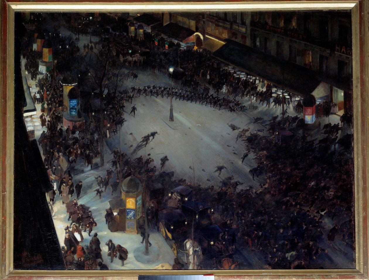 La charge, Boulevard Montmartre Scene for demonstrasjoner i Paris. Maleri av Andre Devambez (1867-1944) 1901 Søn. 1,27 x 1,62 m. Paris, Musee d