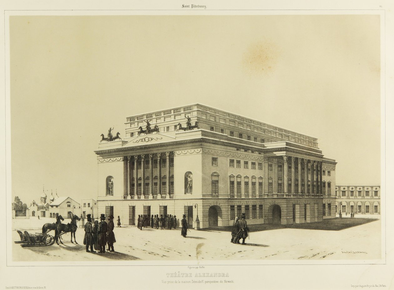 Alexandrinsky Theatre i St. Petersburg, ca. 1840 av Andre Durand