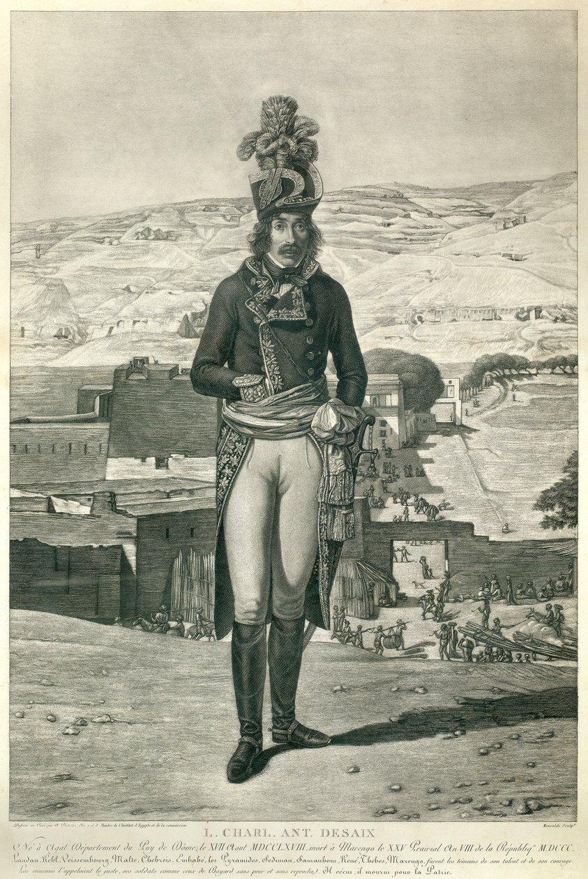 Portrett til fots av general Louis Charles Antoine Desaix under kampanjen i Egypt i 1798 av Andre Dutertre