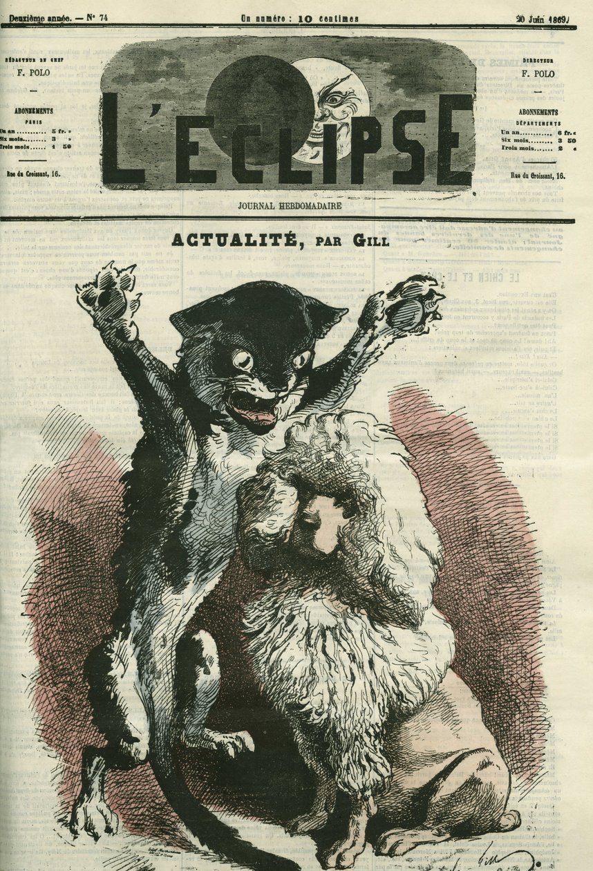 Actualite, illustrasjon til en utstilling "Hunden og katten"" i Paris. Omslag i "" L