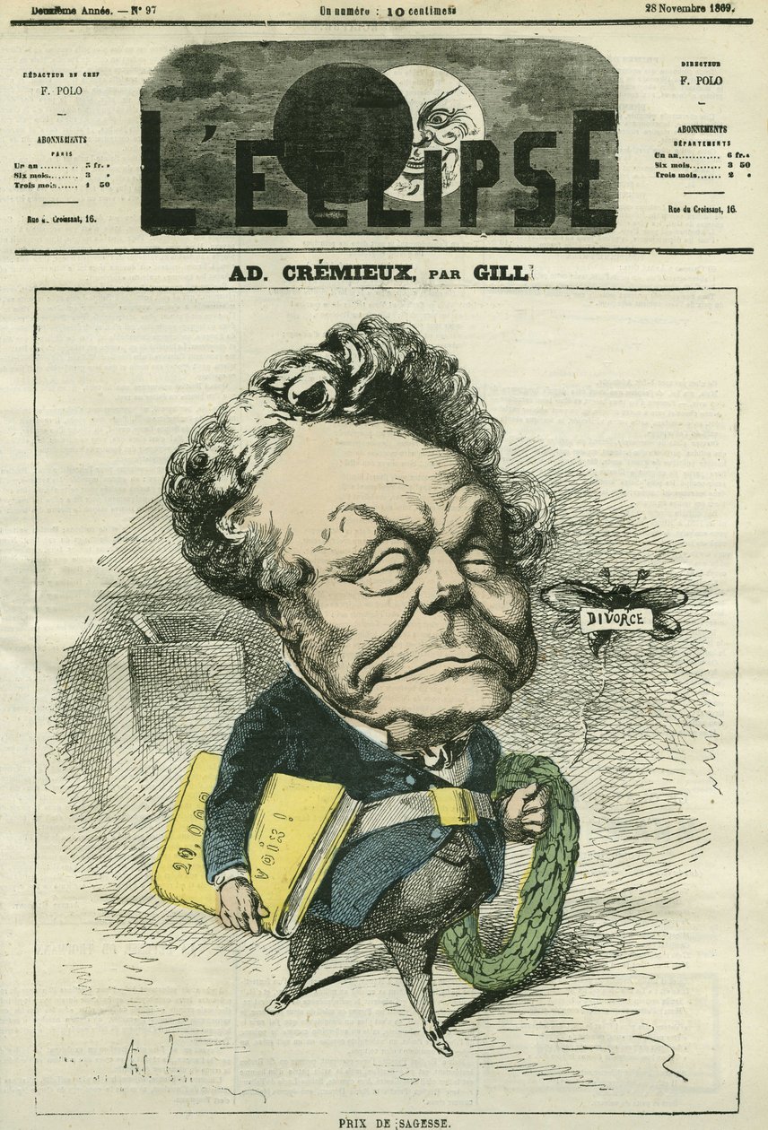 Adolphe Cremieux (1796-1880), advokat, politiker og president i den israelske universelle alliansen. Omslag i "" L