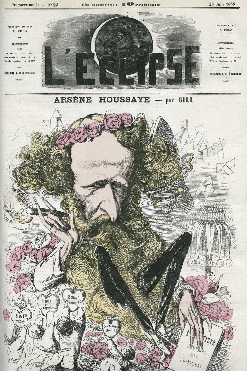 Arsene Housset dit Houssaye (1815-1896), en fransk mann med bokstaver. Omslag i "" L